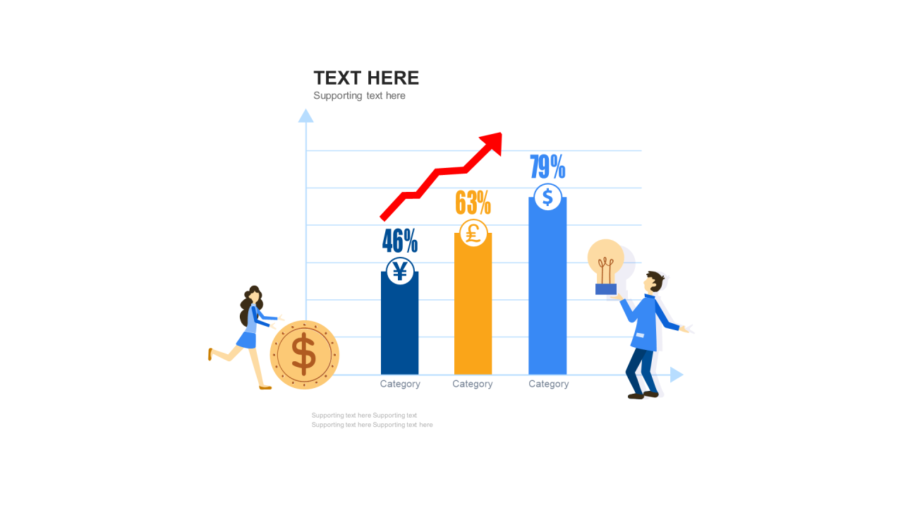 多色扁平PPT柱状图