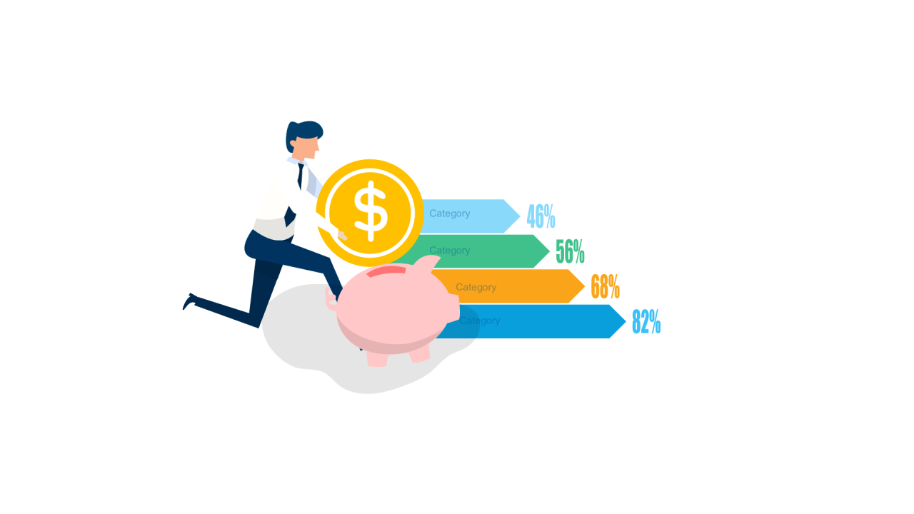 多色扁平PPT条形图