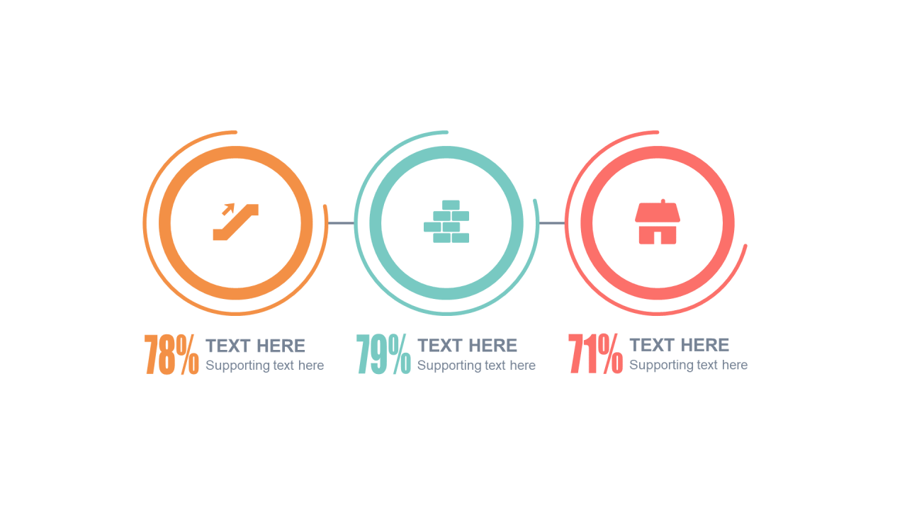 多色扁平PPT环形图