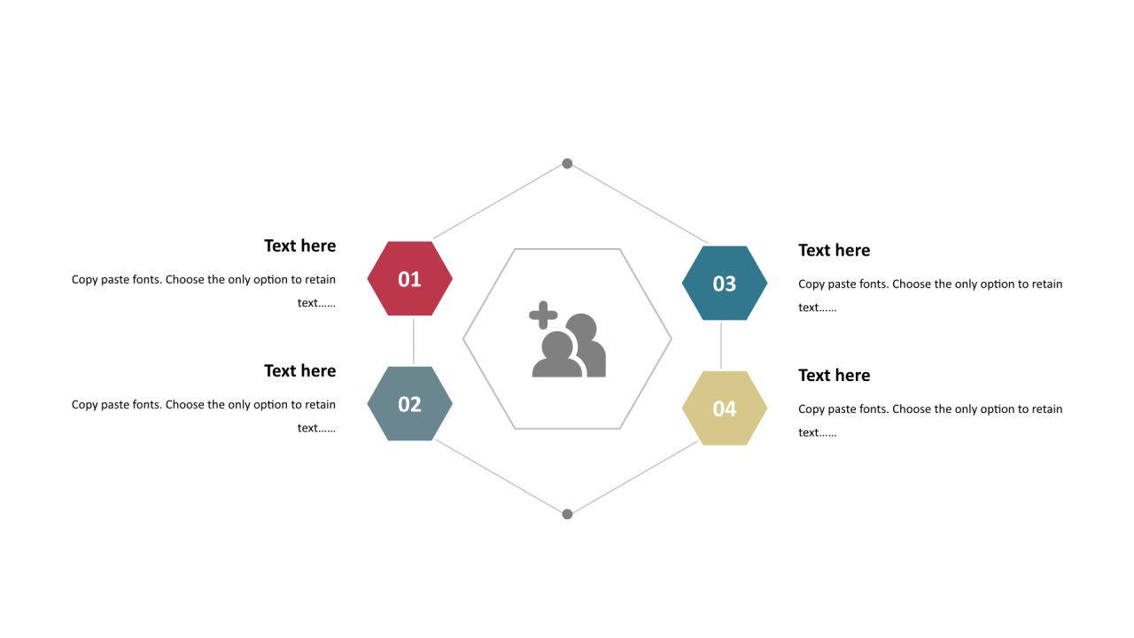 多色多边形扁平4项PPT列表