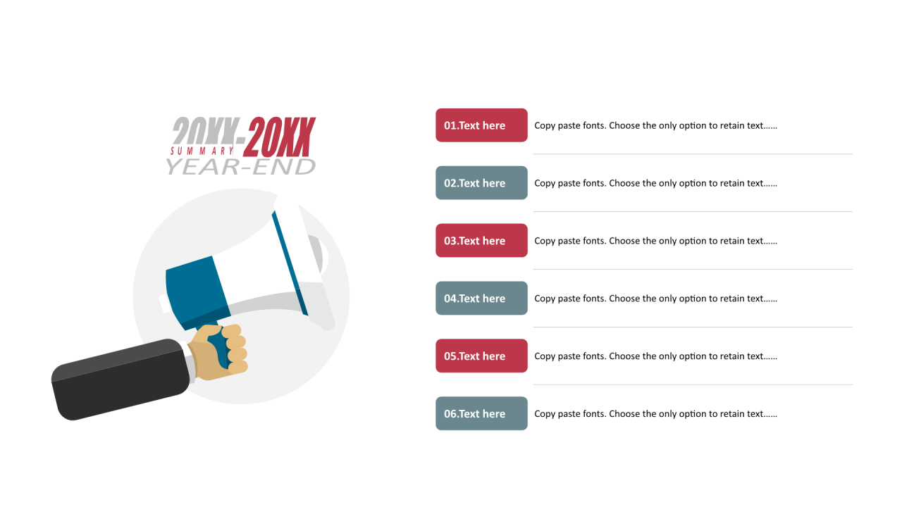 多色圆角矩形扁平4项PPT列表