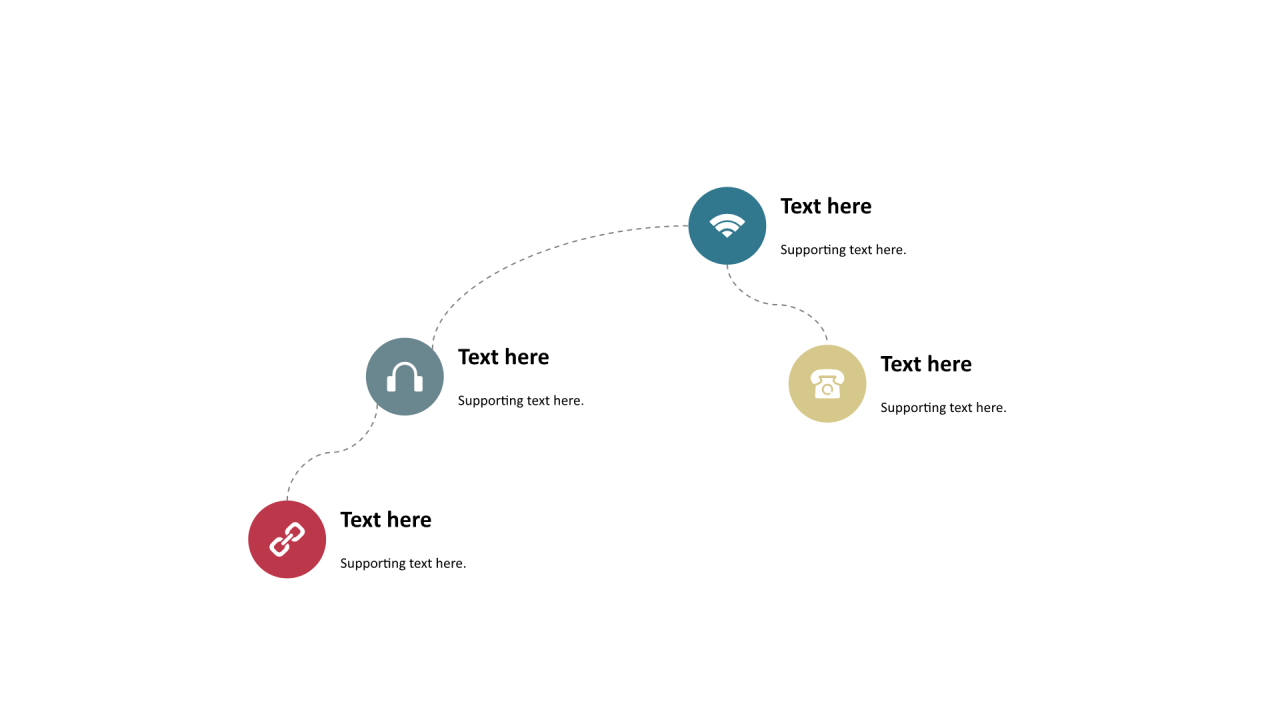 多色圆形扁平6项PPT流程