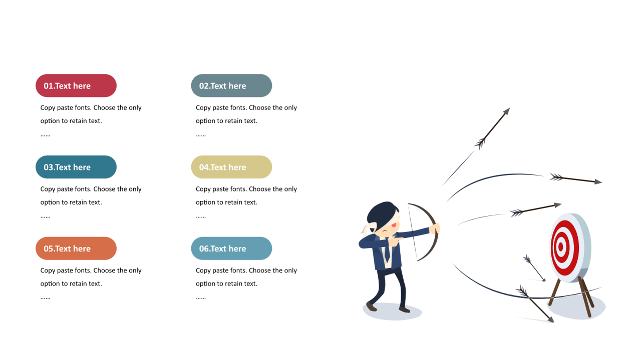 多色圆形扁平6项PPT列表