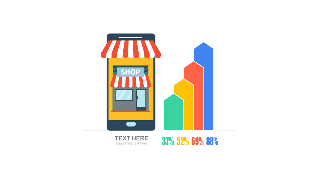 多色扁平PPT柱状图