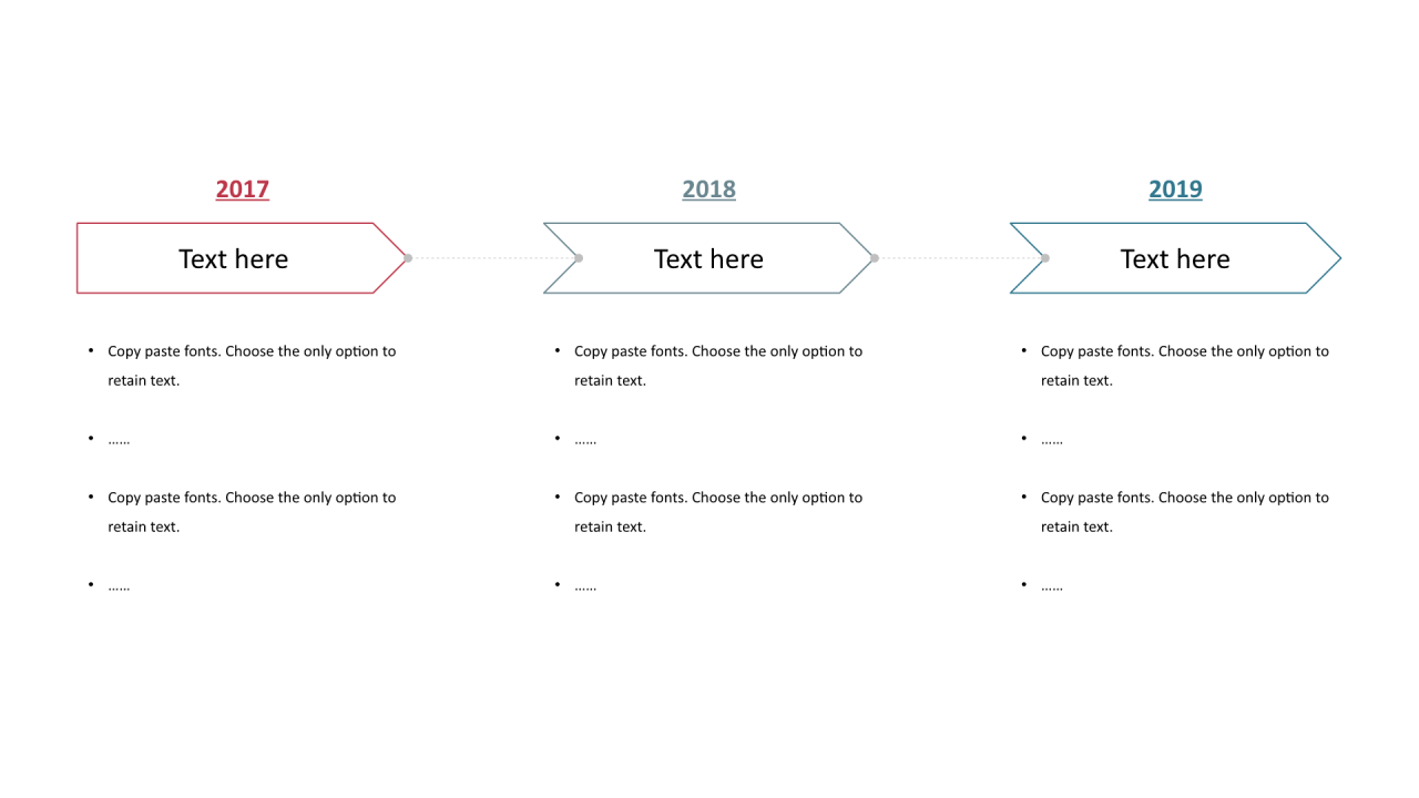 多色箭头线条扁平3项PPT流程