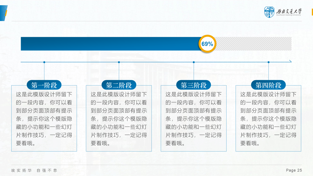 蓝色简约西南交通大学答辩PPT模板