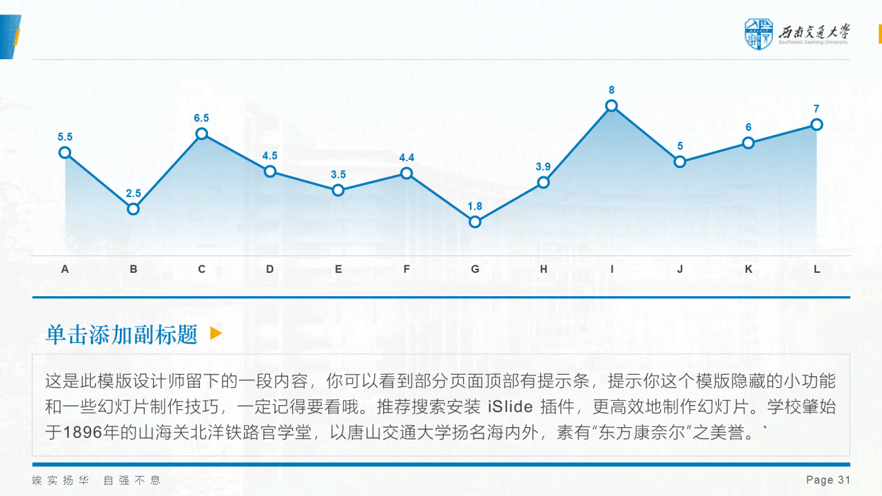 蓝色简约西南交通大学答辩PPT模板