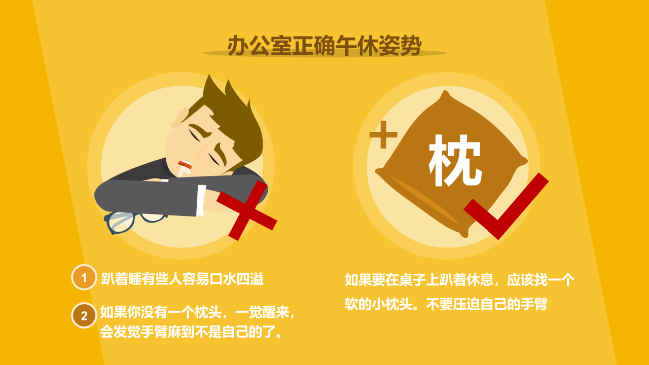 黄色插画职场人士必须知道的午休小秘密