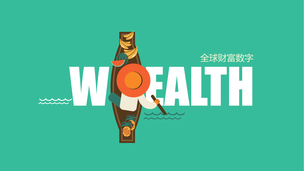 绿色插画简约全球财富数学