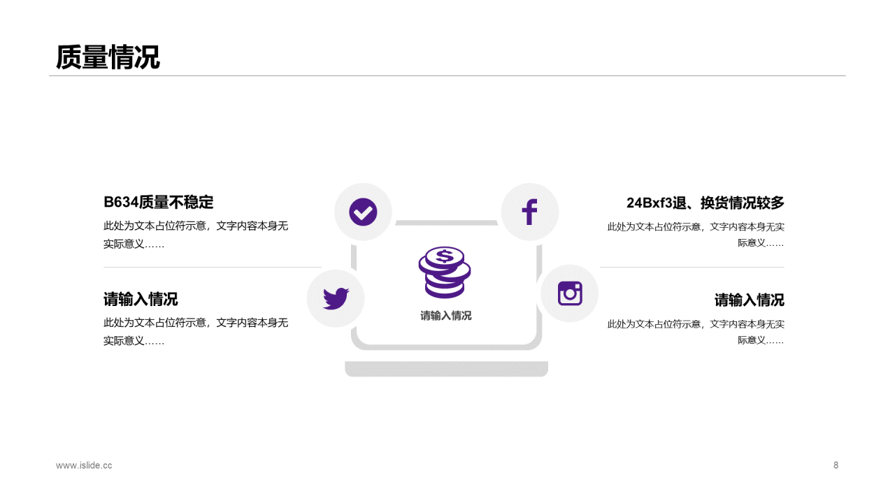 紫色简约年度电脑销售总结报告PPT案例