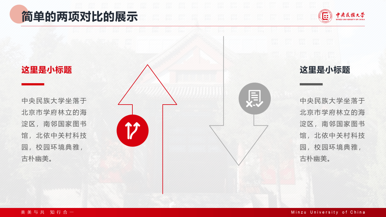 红色简约中央民族大学汇报答辩通用模板PPT案例