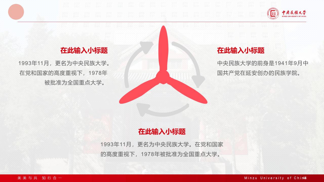 红色简约中央民族大学汇报答辩通用模板PPT案例