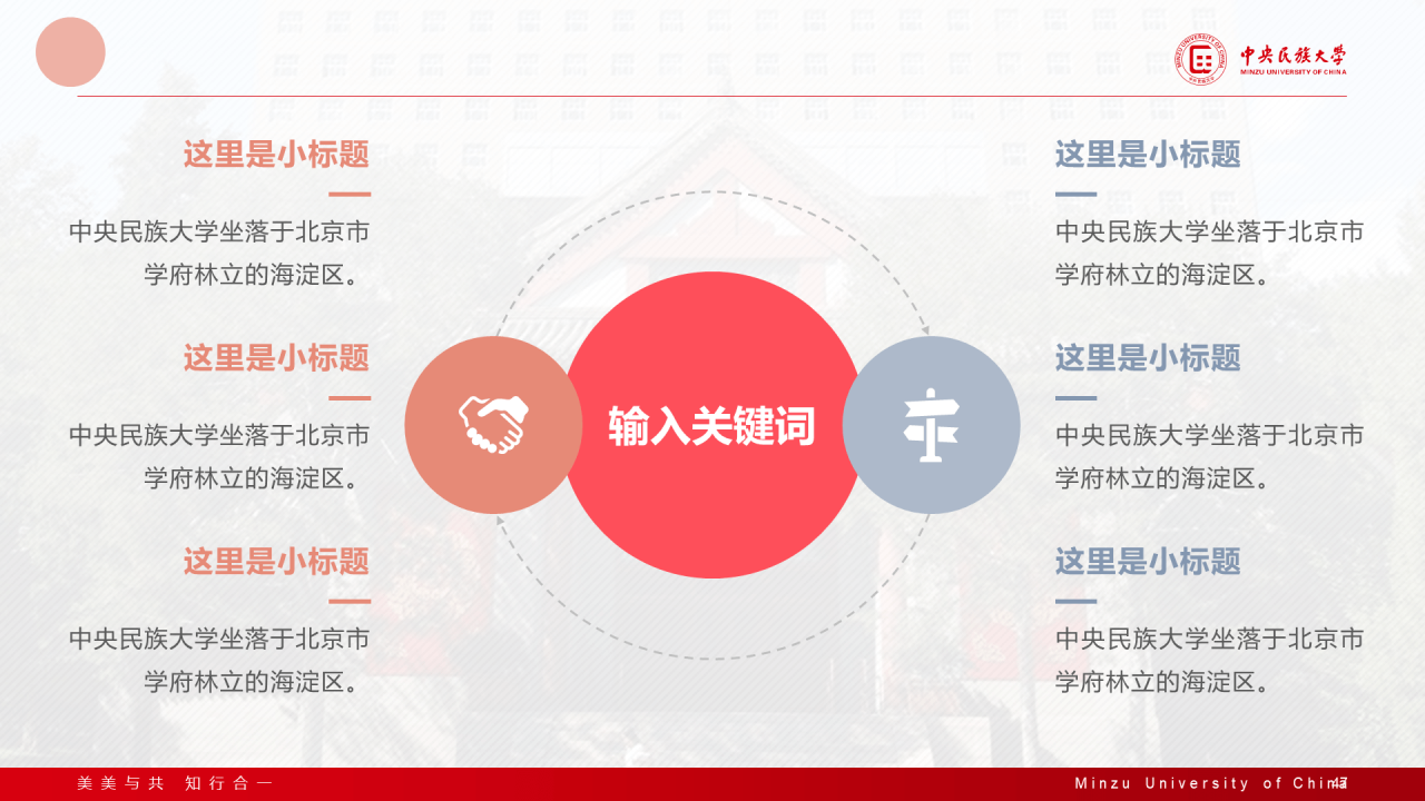 红色简约中央民族大学汇报答辩通用模板PPT案例
