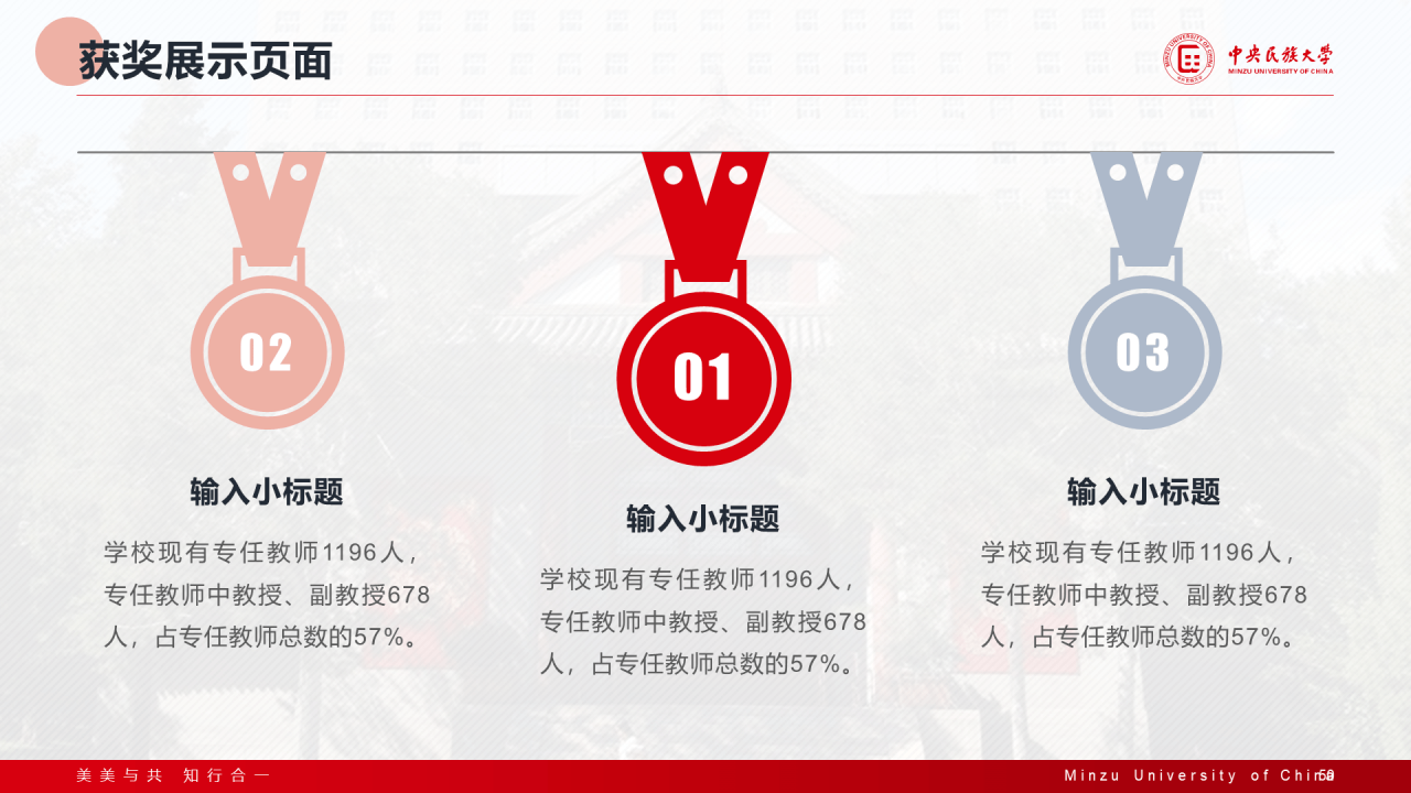 红色简约中央民族大学汇报答辩通用模板PPT案例