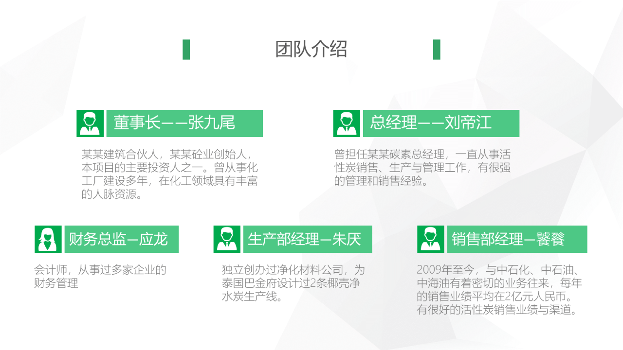 绿色创意简约活性炭再生利用项目融资计划书PPT模板下载