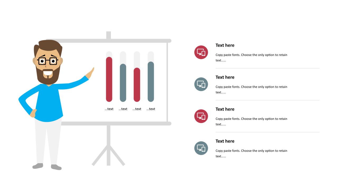 红色圆形扁平4项PPT列表