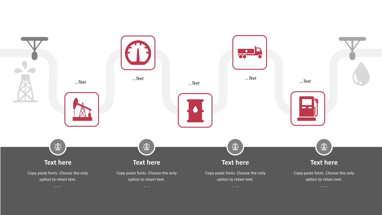 红色圆形扁平4项PPT流程