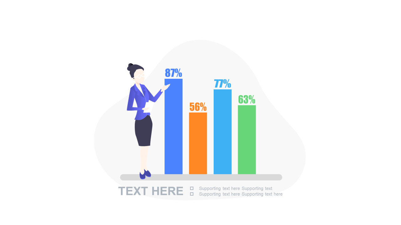 多色扁平PPT柱状图