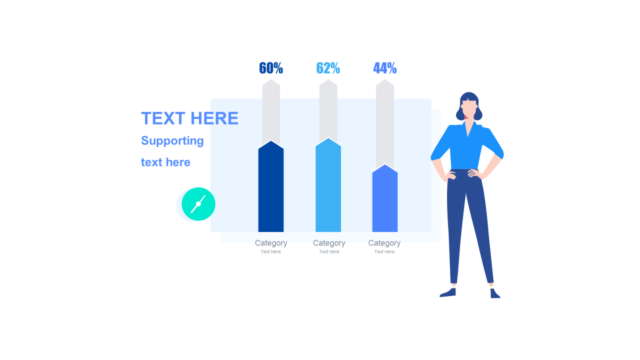 多色扁平PPT柱状图