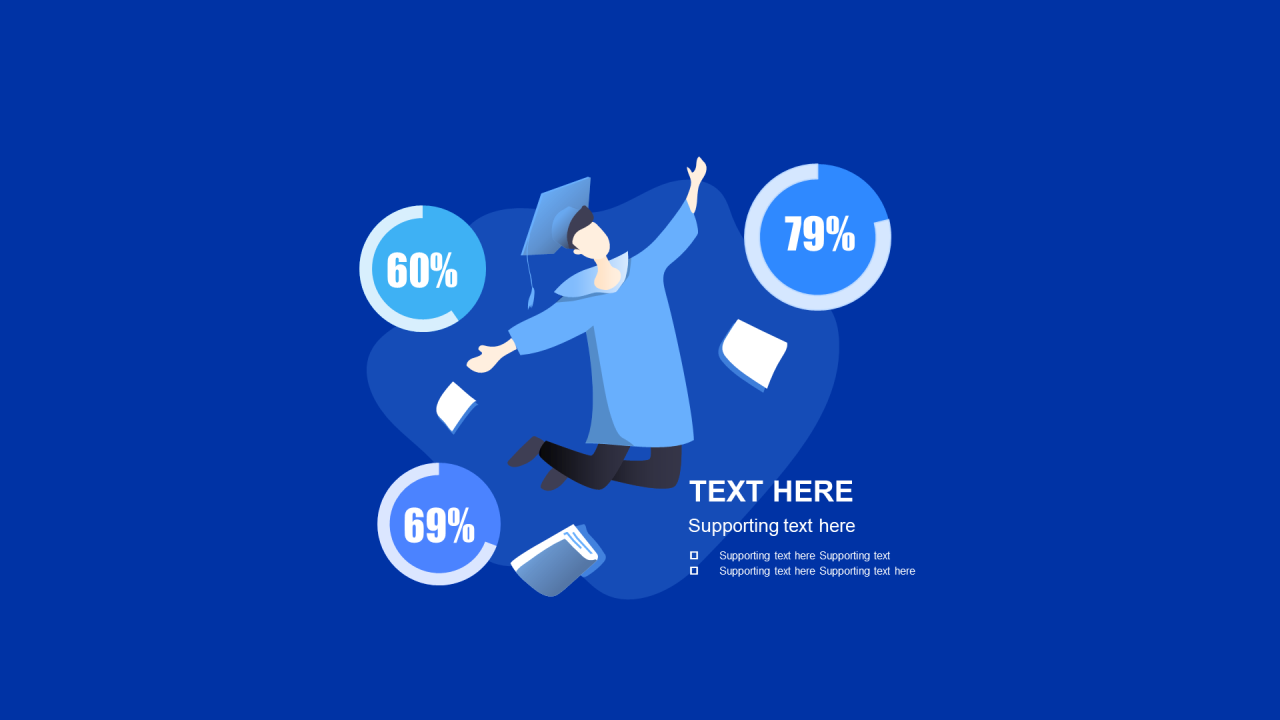 蓝色扁平PPT环形图