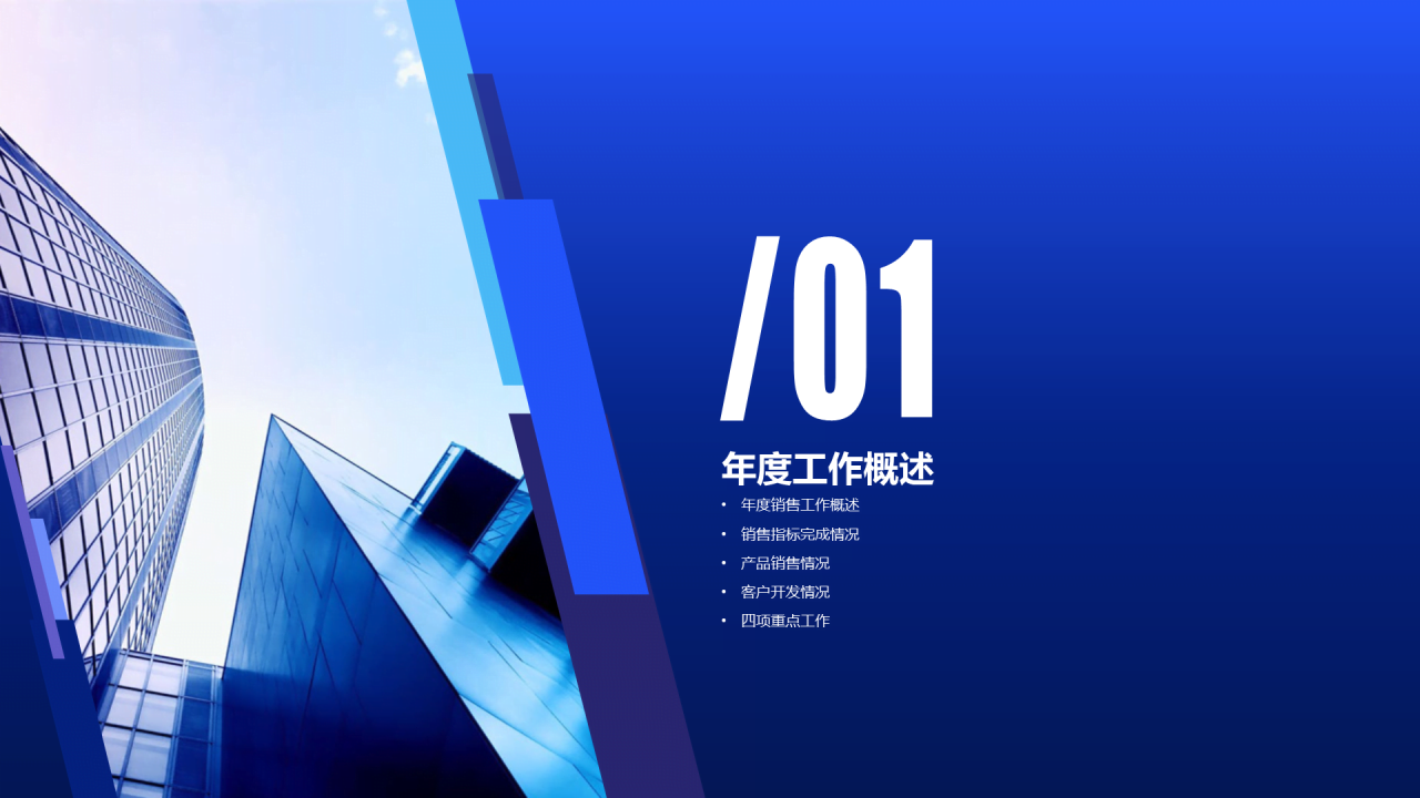 蓝色商务销售部门工作总结PPT案例