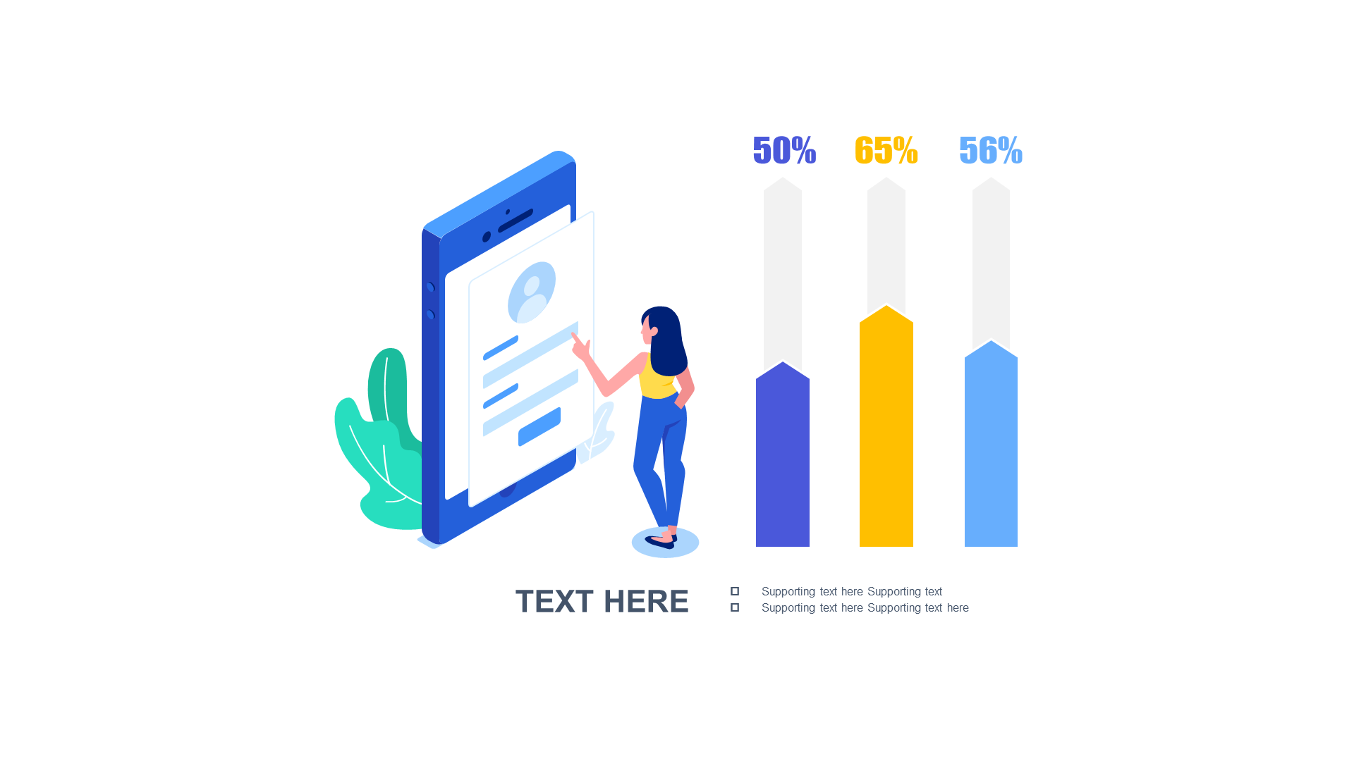 多色扁平PPT柱状图