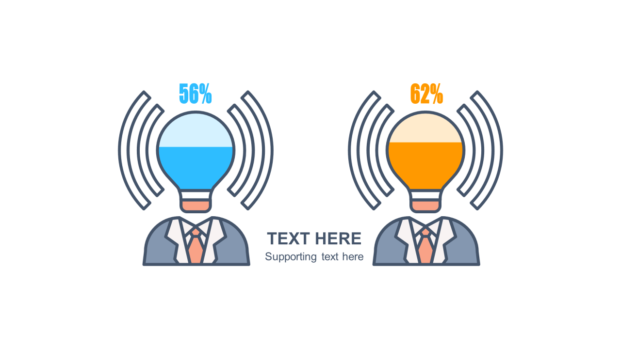 多色扁平PPT柱状图