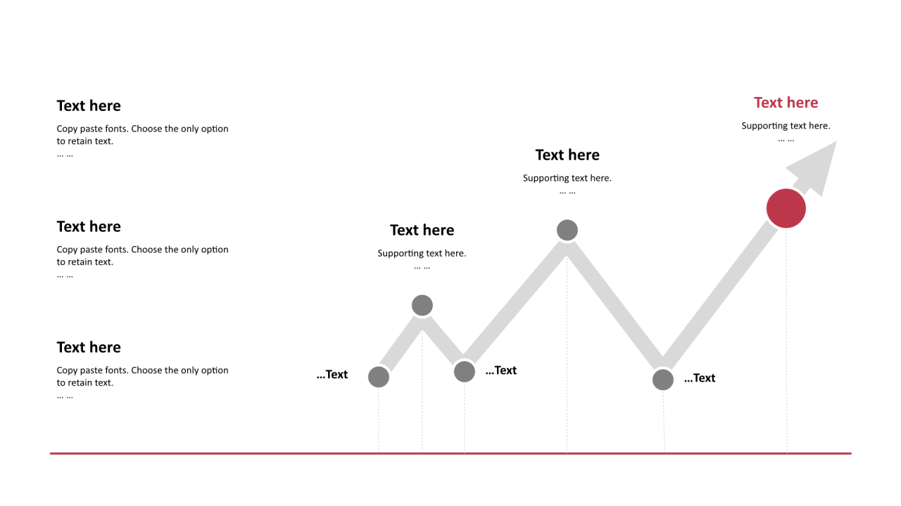 红色箭头扁平3项PPT流程
