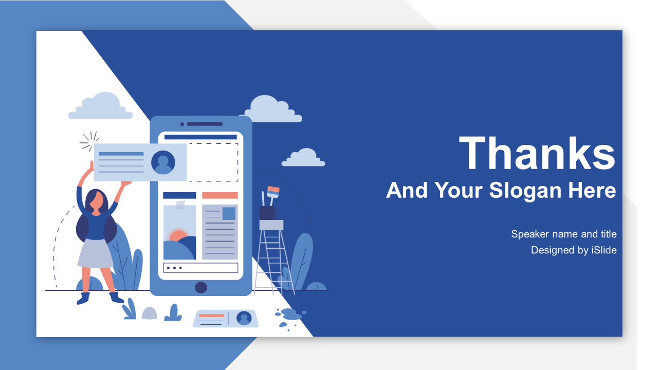 蓝色插画工作总结培训课件PPT案例