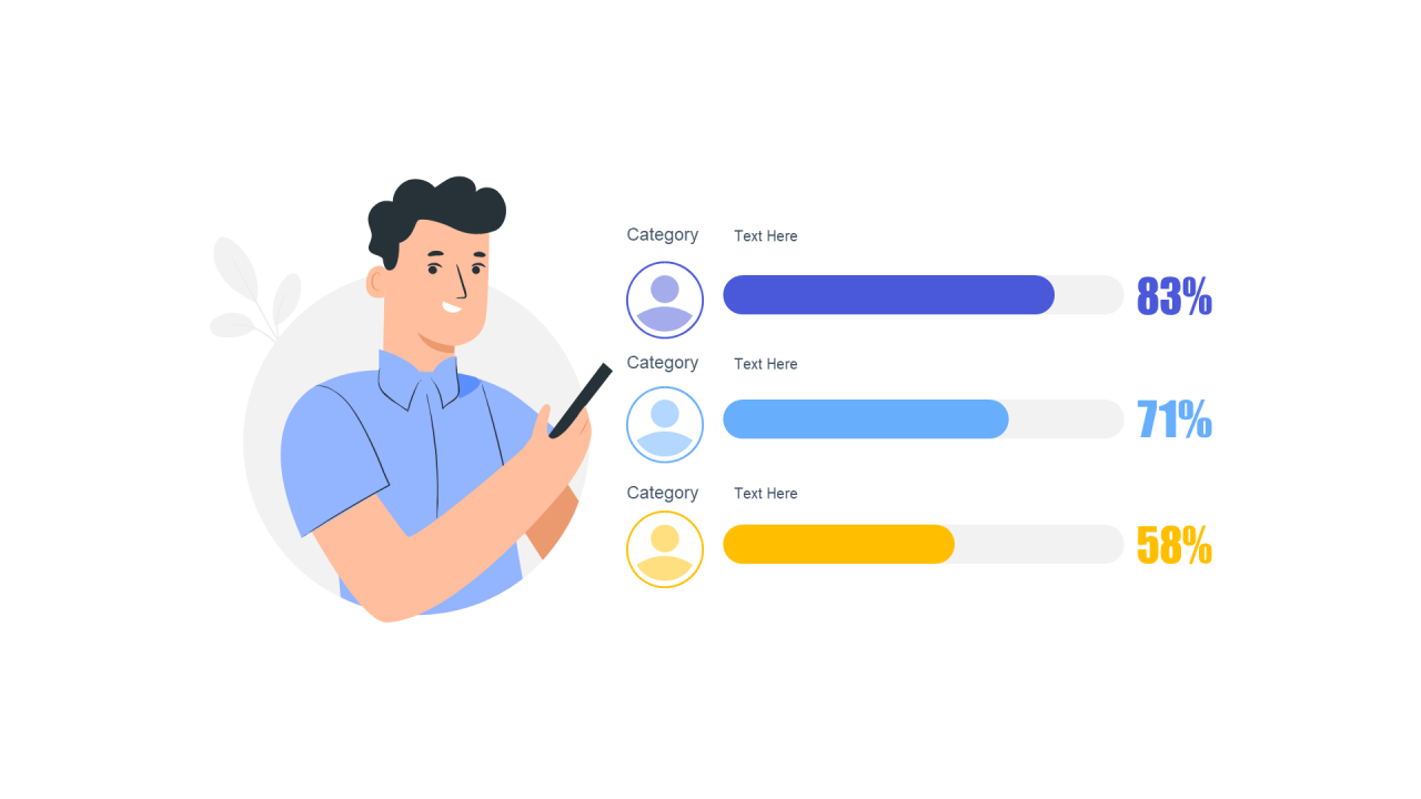 多色商务PPT条形图