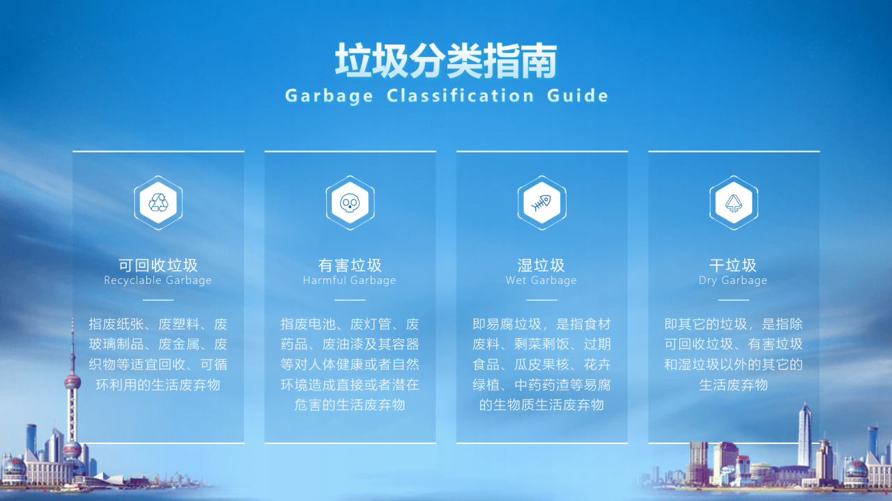 蓝色渐变商务垃圾分类宣讲培训课件PPT下载