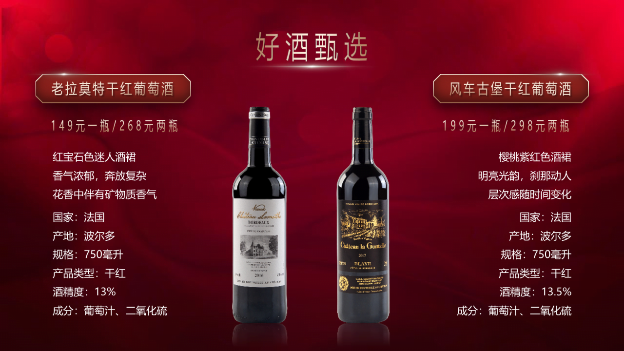 红色渐变商务高端红酒发布会方案PPT素材下载