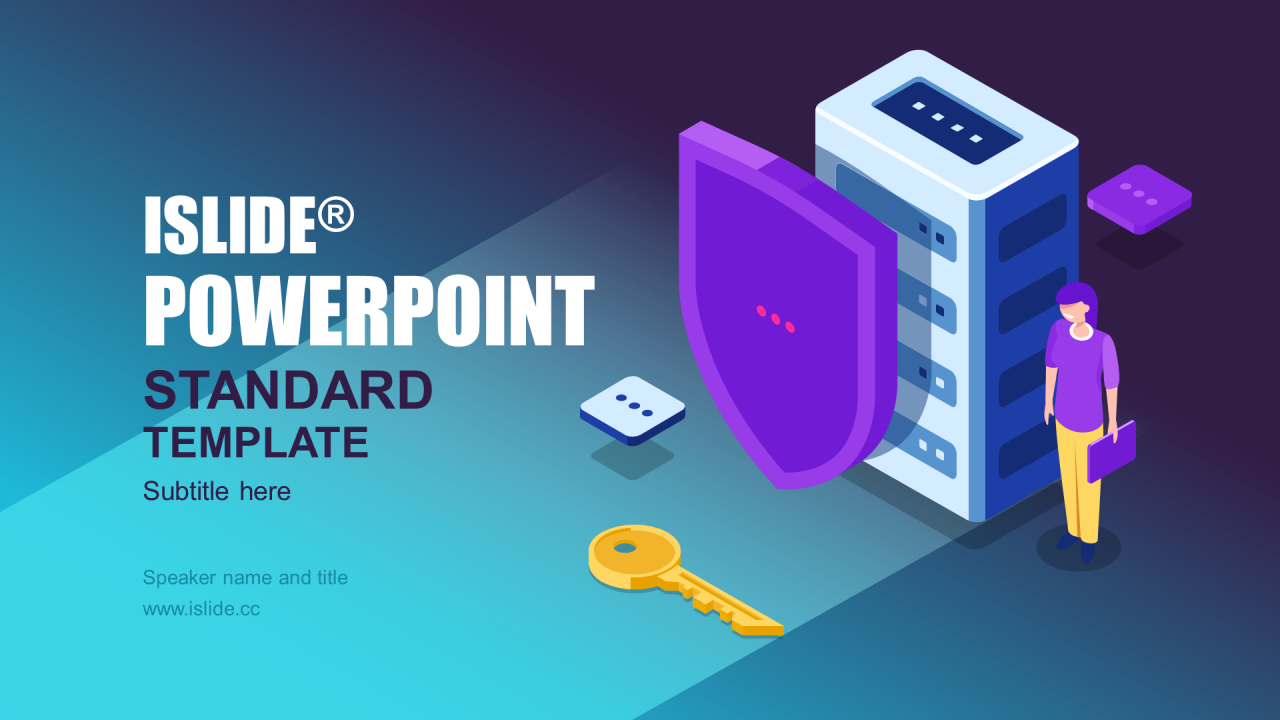 蓝色插画风年终工作总结PPT模板