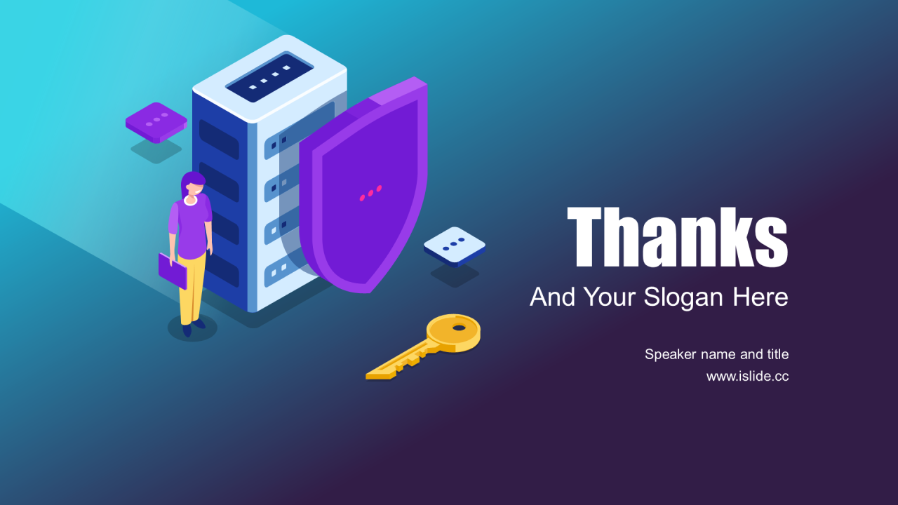 蓝色插画风年终工作总结PPT模板