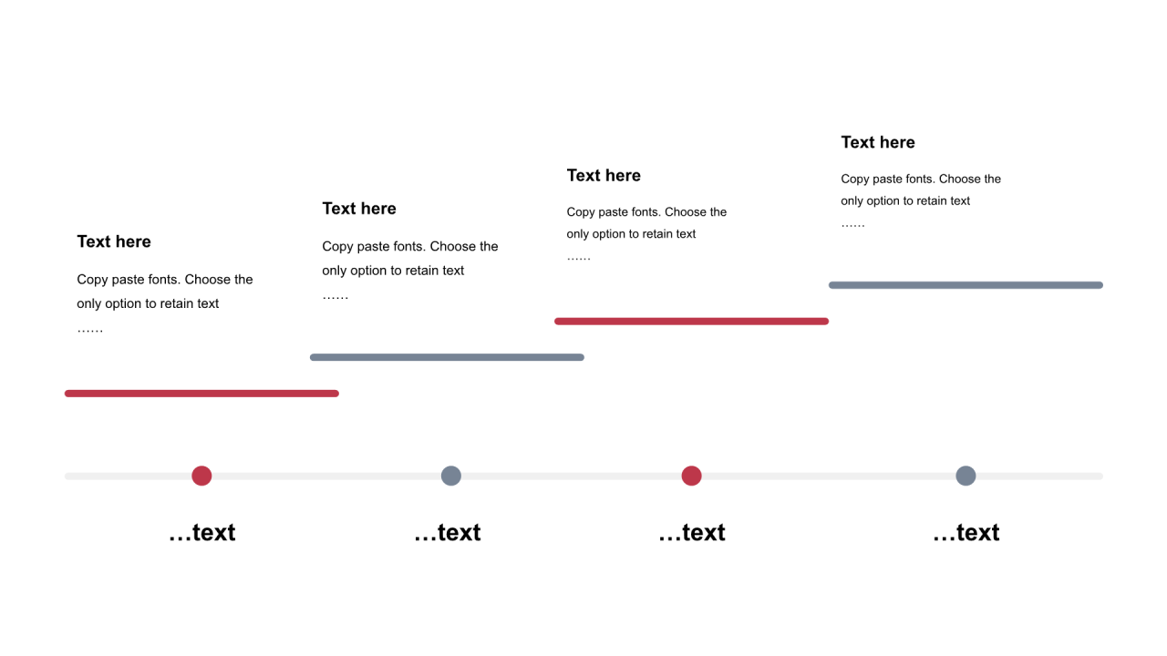 红色线条扁平4项PPT流程时间轴