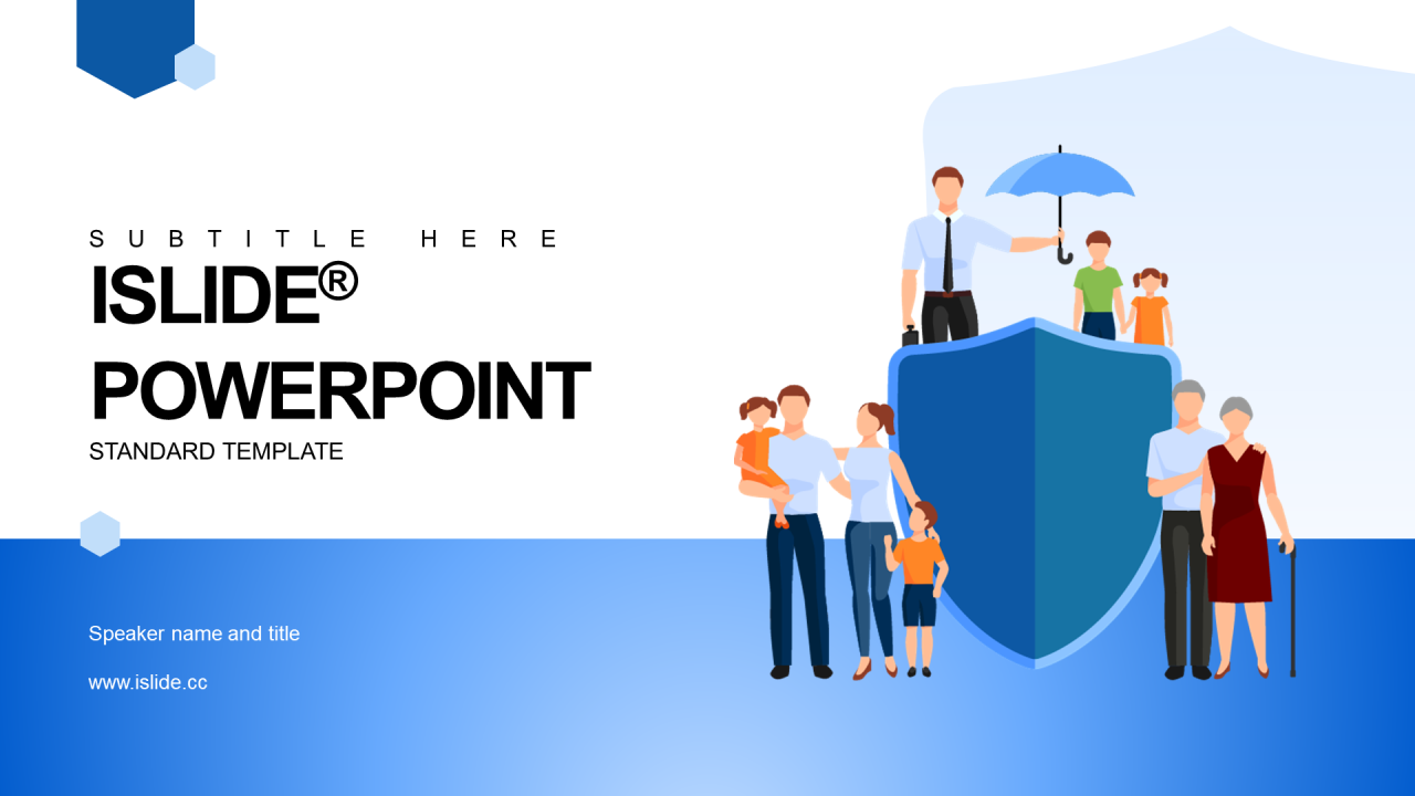 精美蓝色个性扁平化插画工作汇报PPT素材