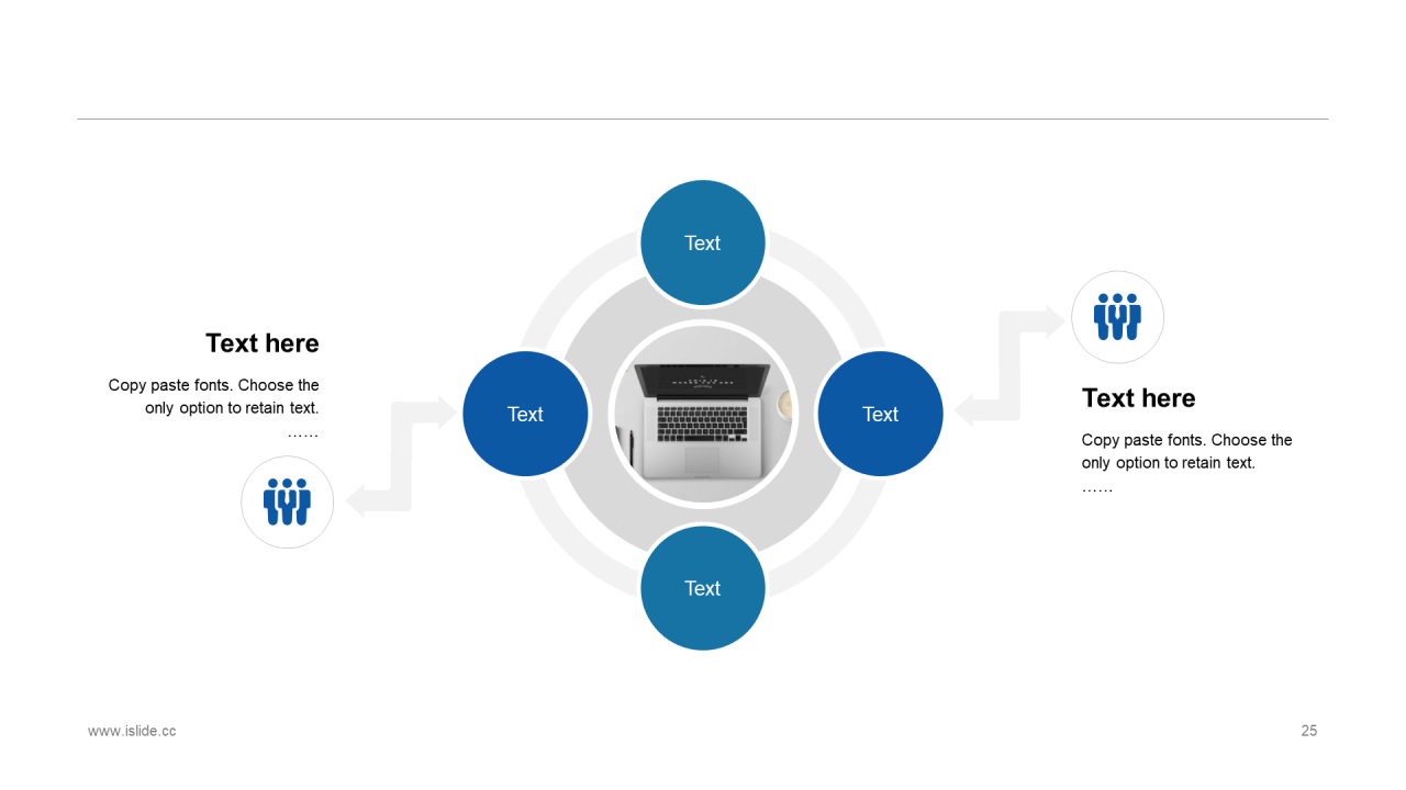 精美蓝色个性扁平化插画工作汇报PPT素材