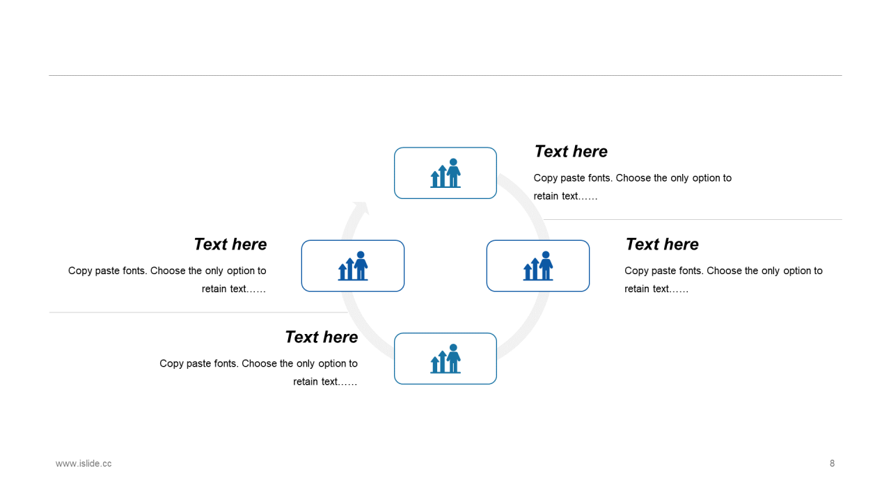 精美蓝色个性扁平化插画工作汇报PPT素材