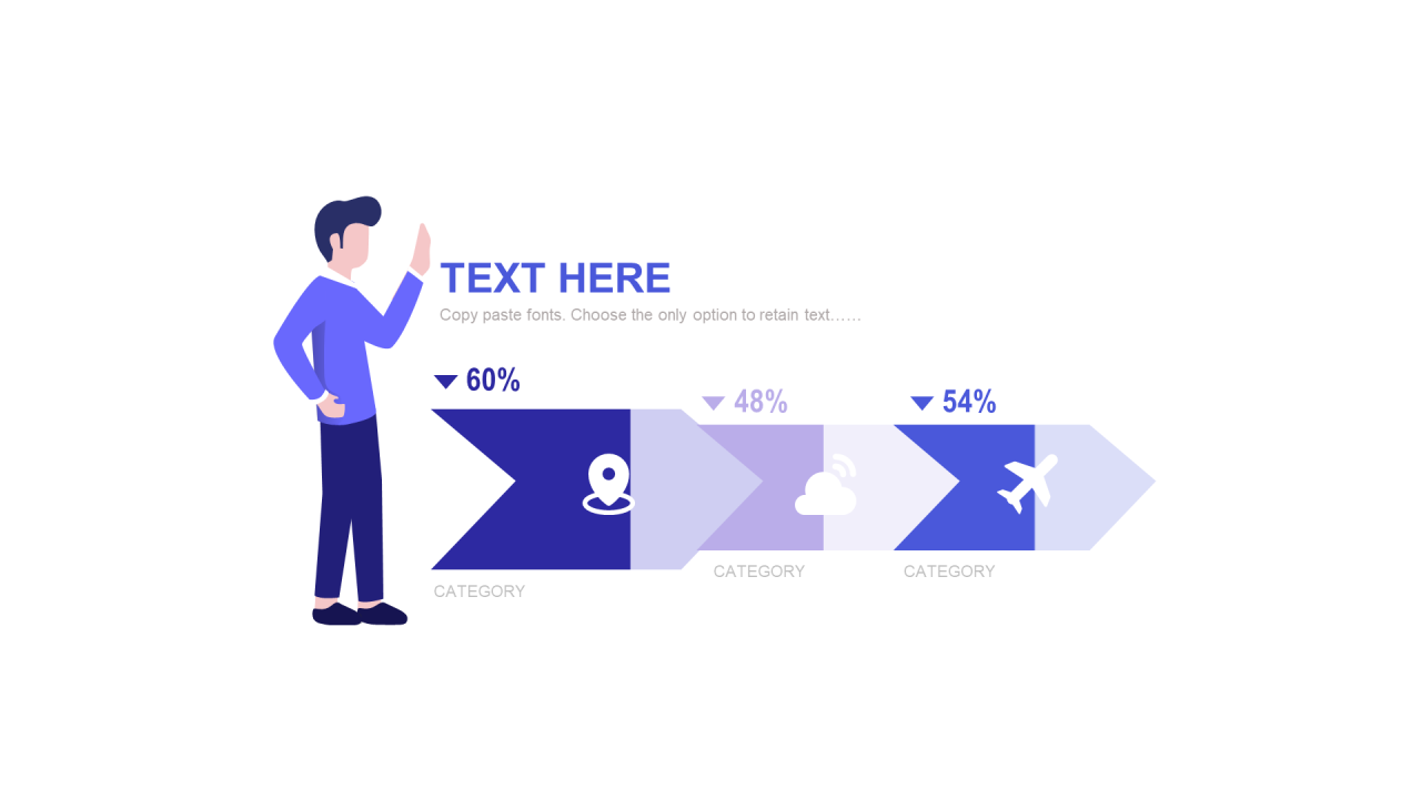 多色扁平PPT条形图