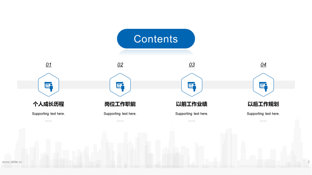 蓝色简约商务风岗位竞聘述职工作报告PPT模板
