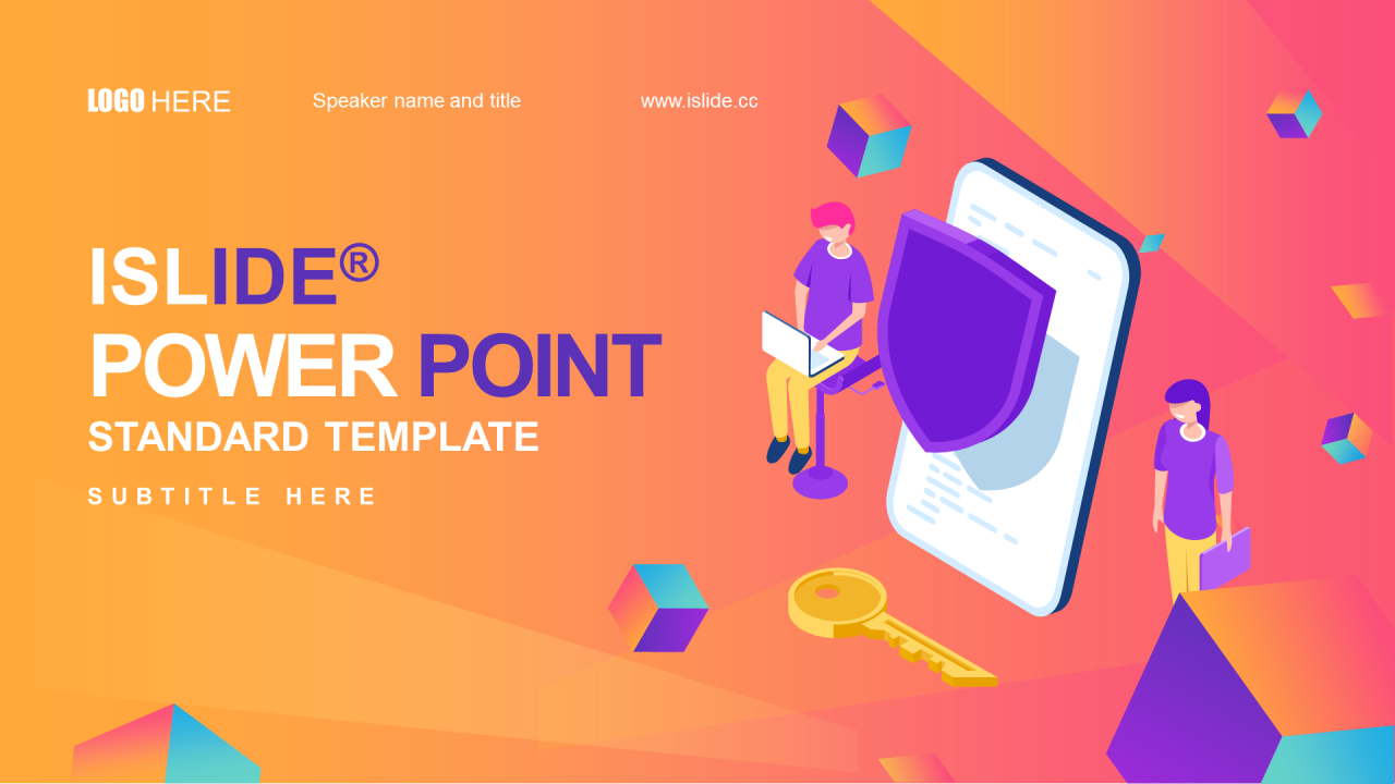 橘色插画创意商务汇报年度工作总结PPT模板