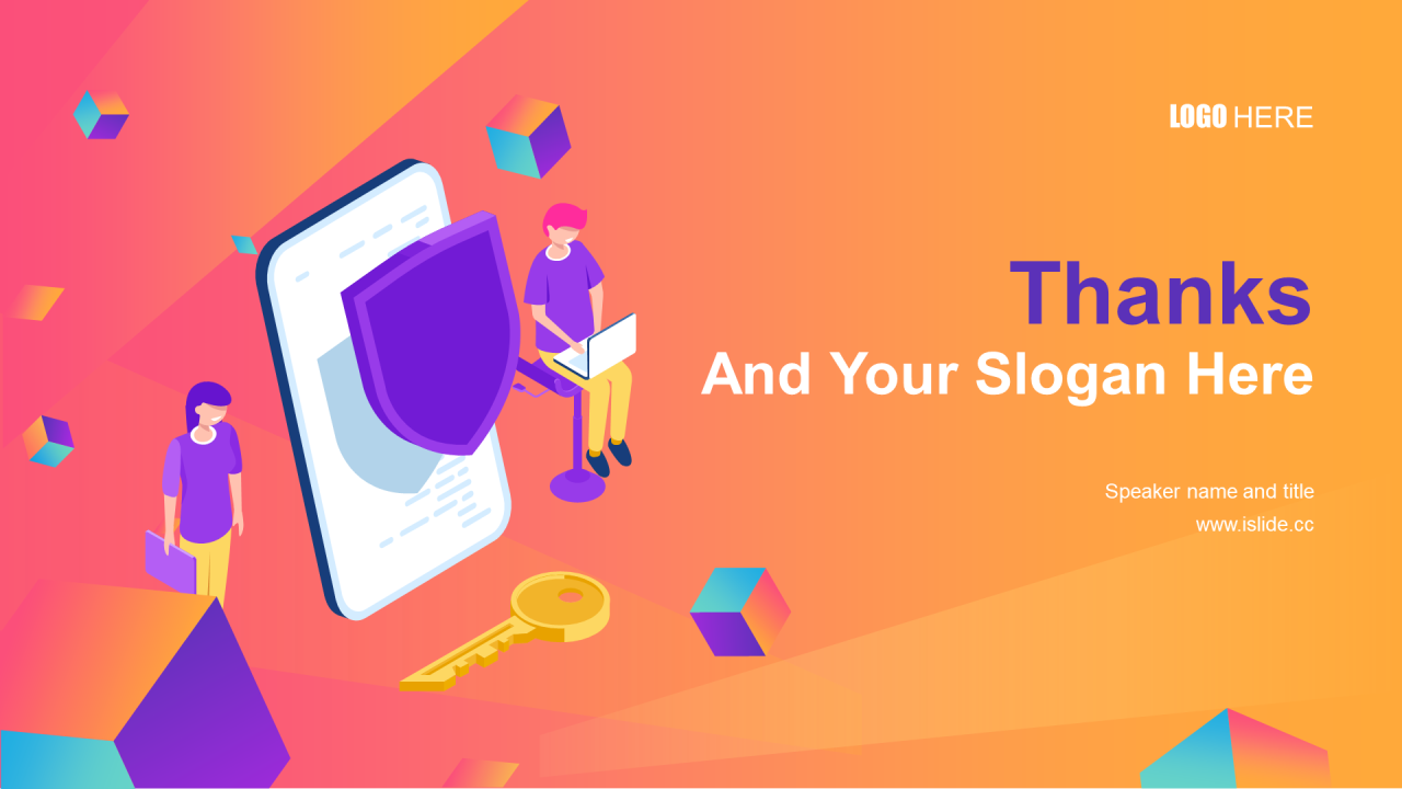 橘色插画创意商务汇报年度工作总结PPT模板