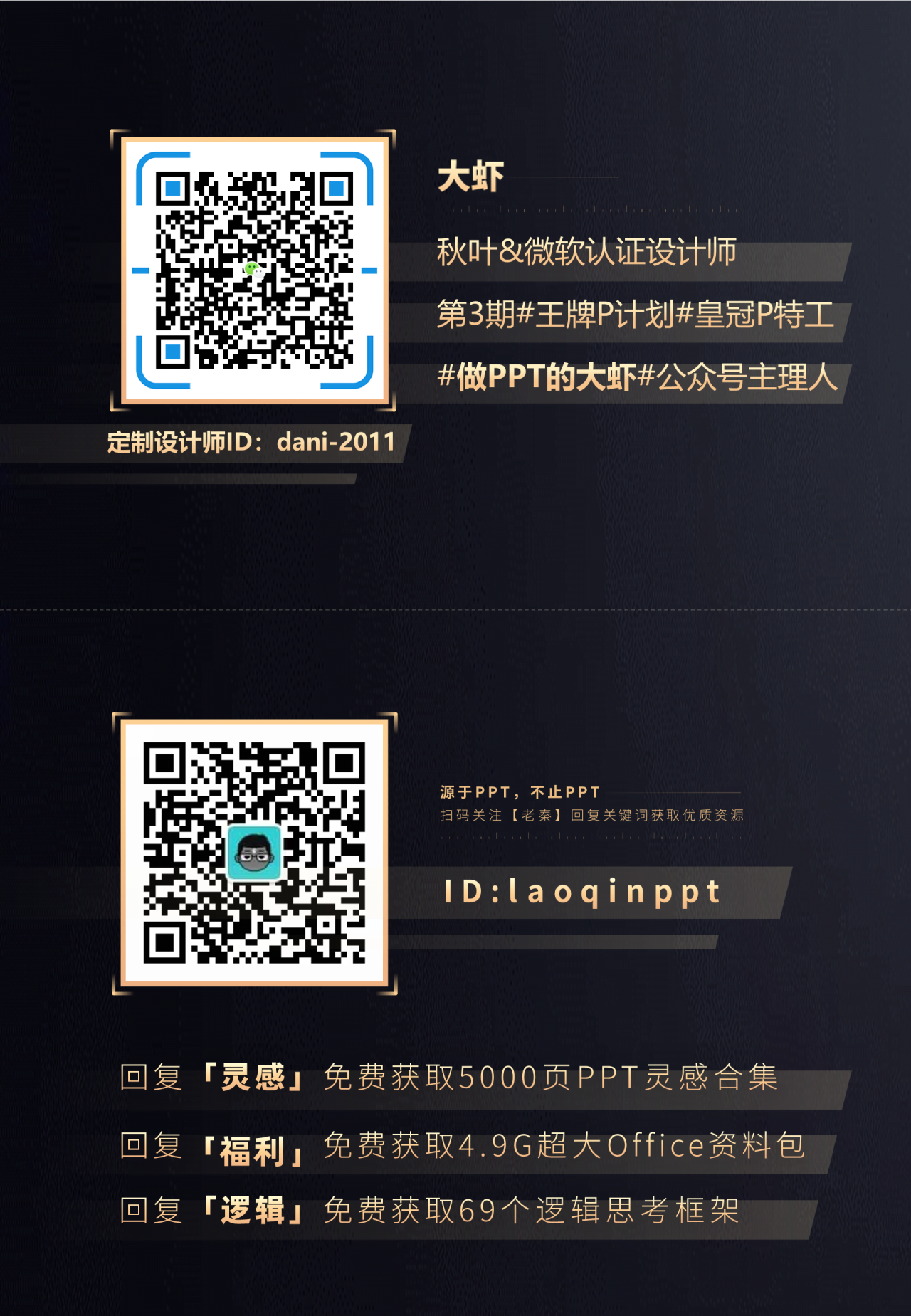 黑色商务风个人面试简历PPT素材下载
