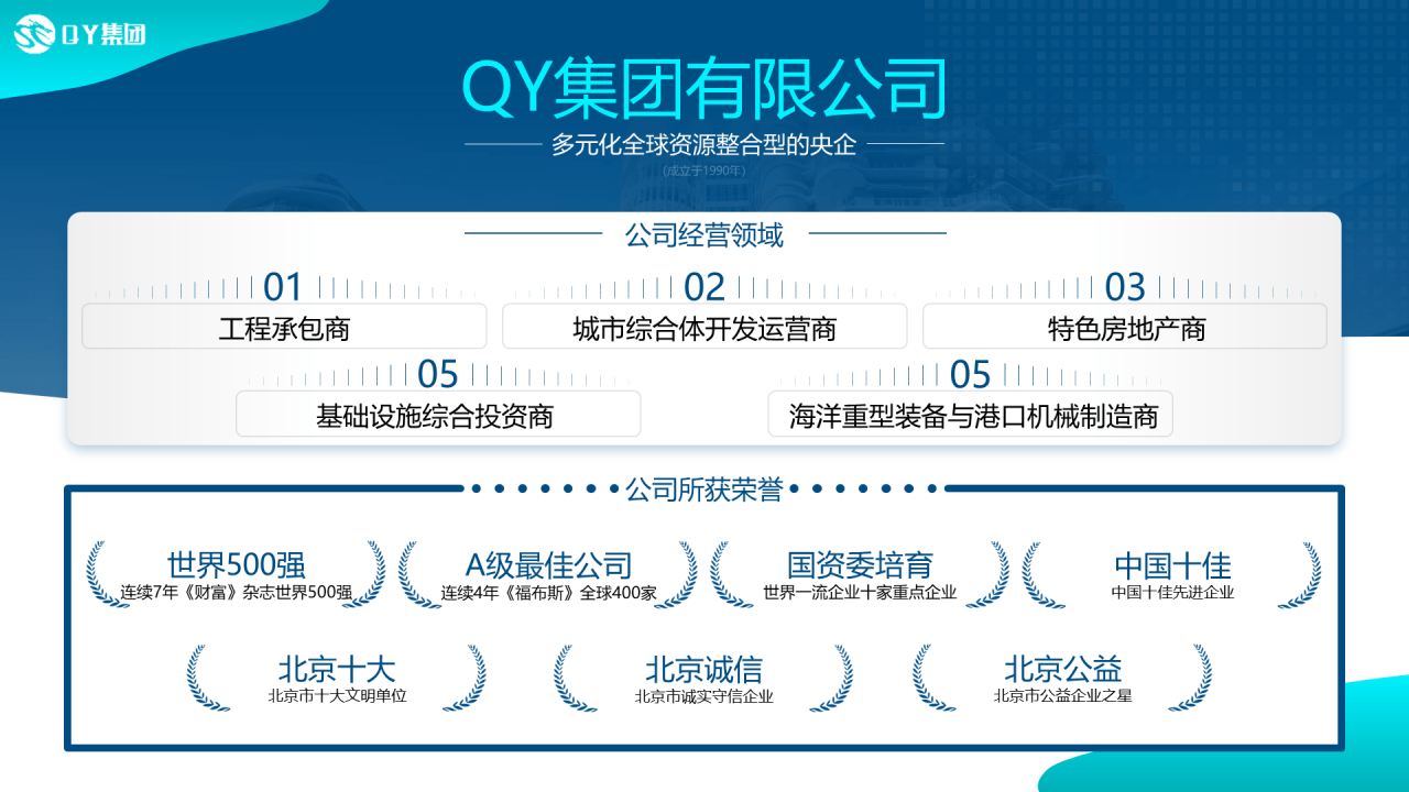 蓝色商务市场营销公司介绍PPT案例