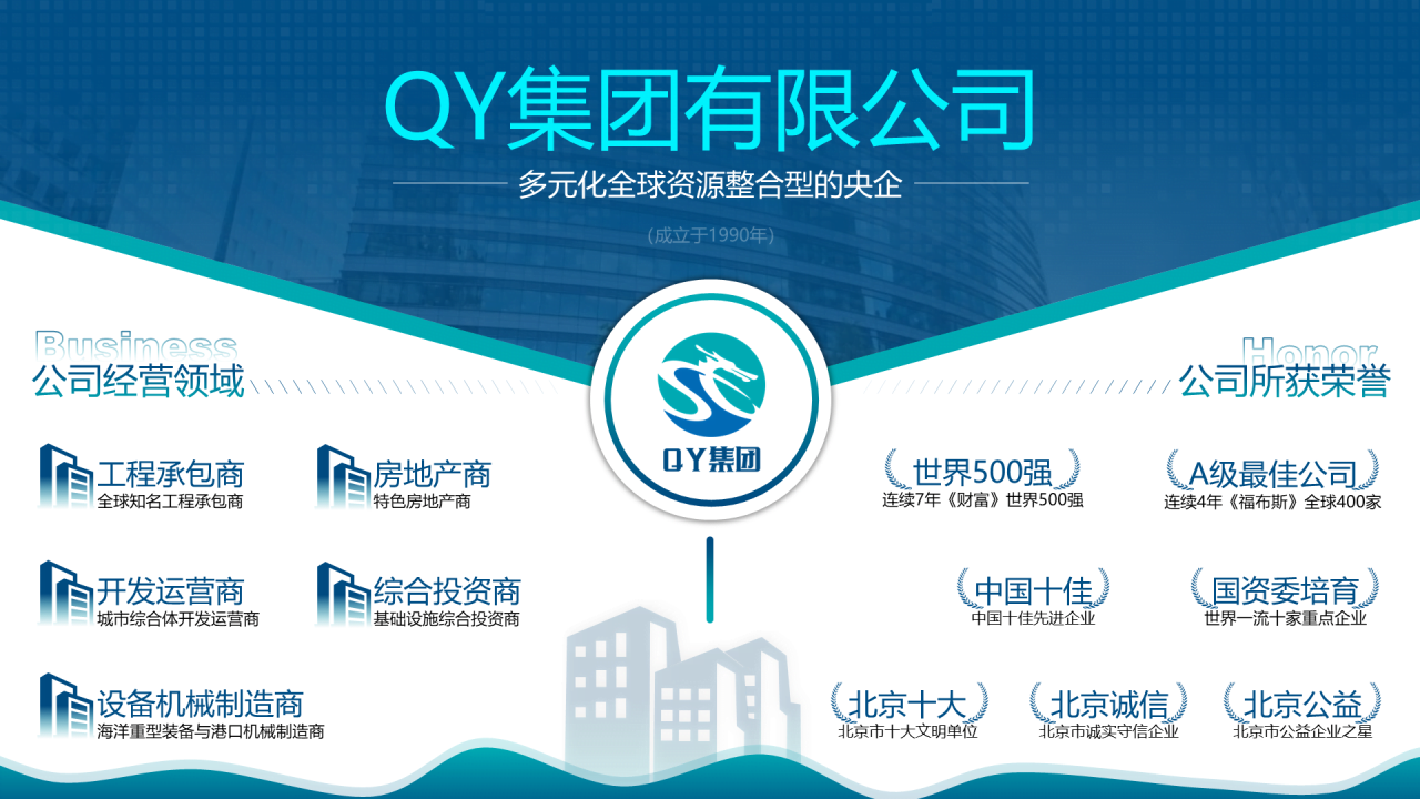 蓝色商务市场营销公司介绍PPT案例