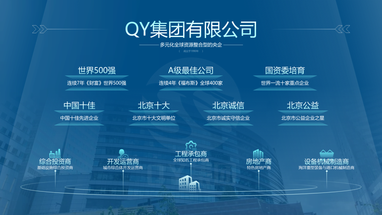 蓝色商务市场营销公司介绍PPT案例