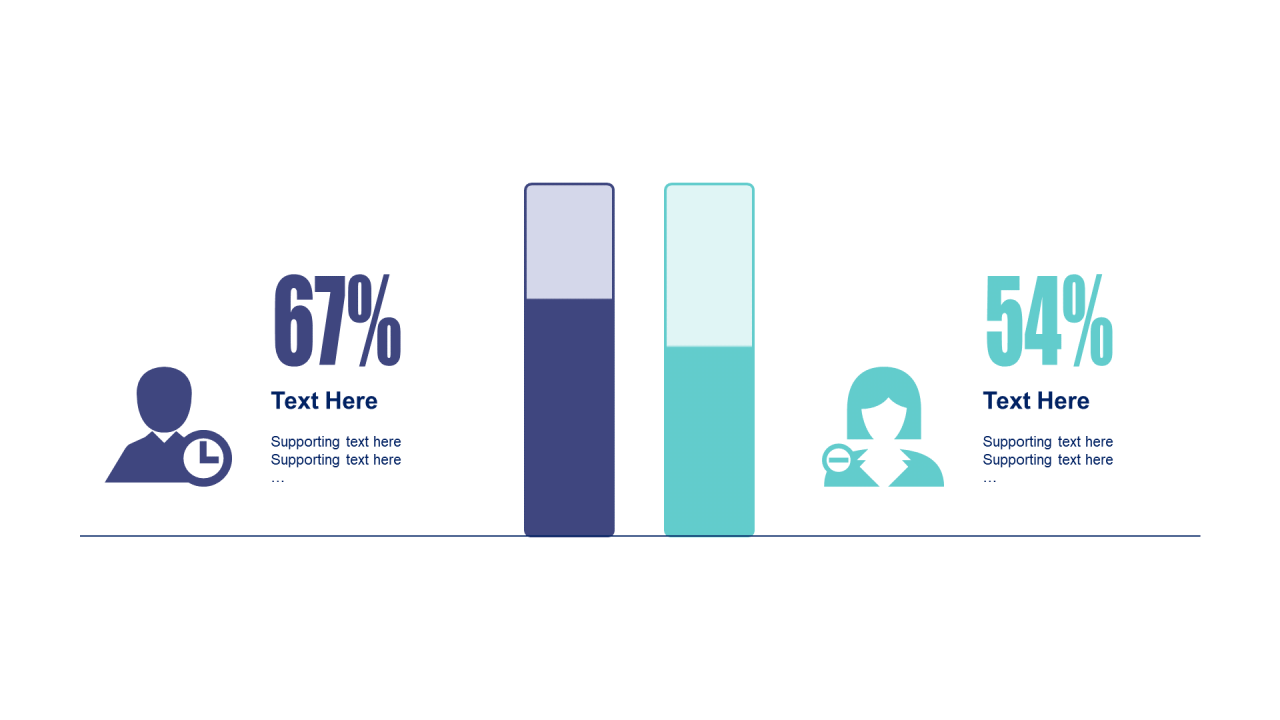 多色扁平PPT柱状图