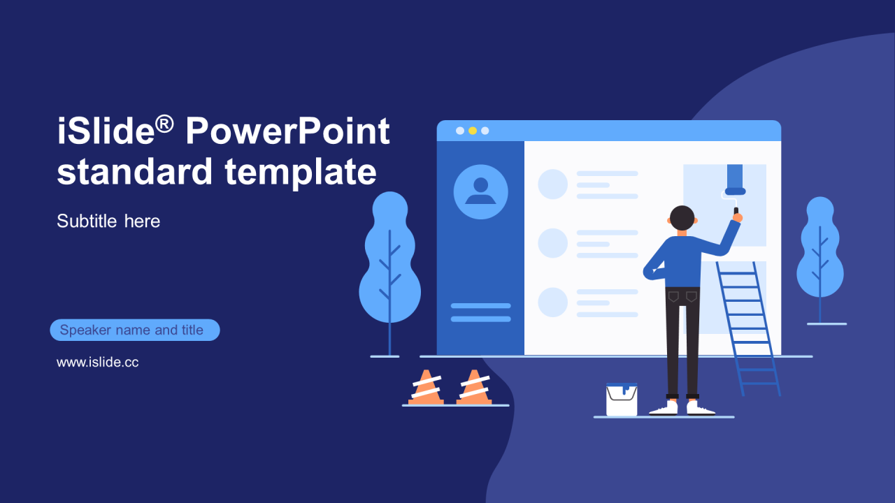 蓝色插画工作总结PPT案例