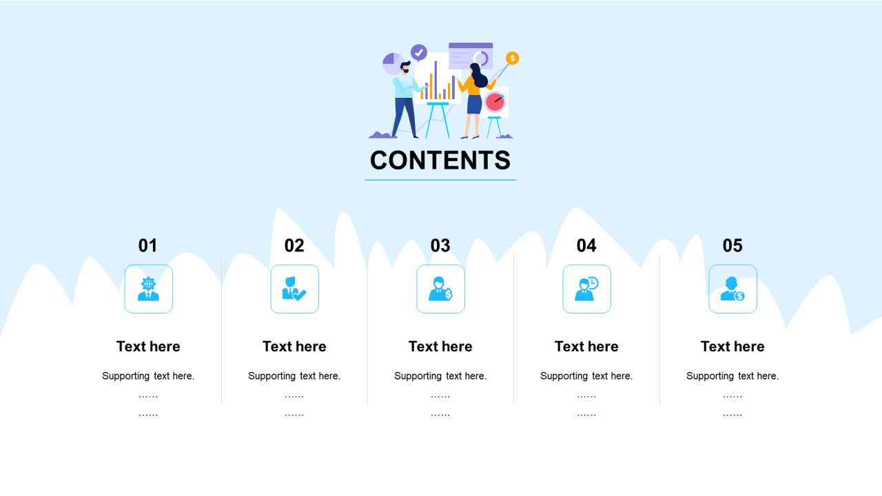 蓝色插画新媒体行业分析报告PPT通用模板