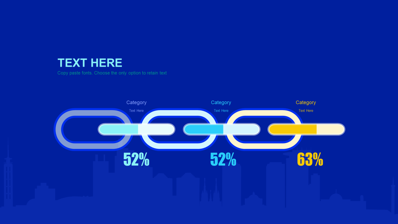 多色科技PPT条形图